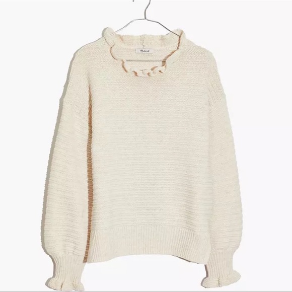 Madewell Ruffle-Neck Pullover Sweater in Cotton-Merino Yarn - Picture 9 of 10